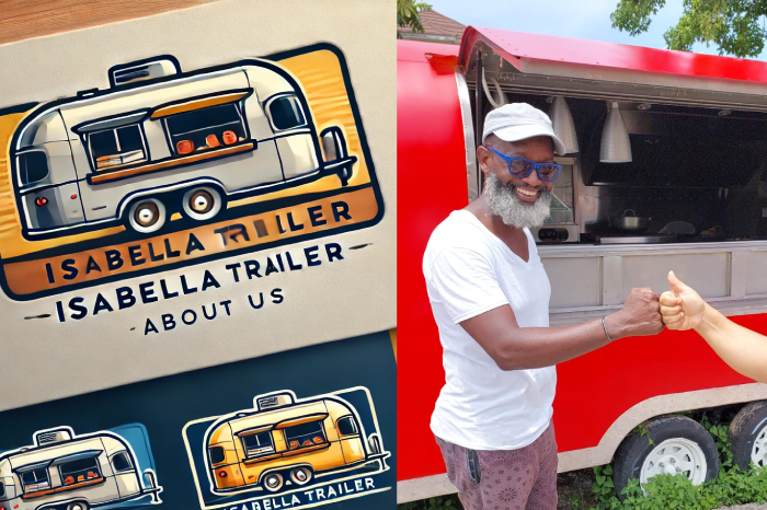 Red round food trailer custom built by Isabella Trailer