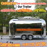 Airstream food trailer for sale – stainless steel rust-resistant body, custom sizes 7ft to 19ft, dual axle – Isabella Trailer