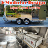 Airstream food trailer modular kitchen interior – adjustable stainless steel layout with commercial prep stations – Isabella Trailer