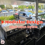 Coffee trailer with professional espresso machine installation area