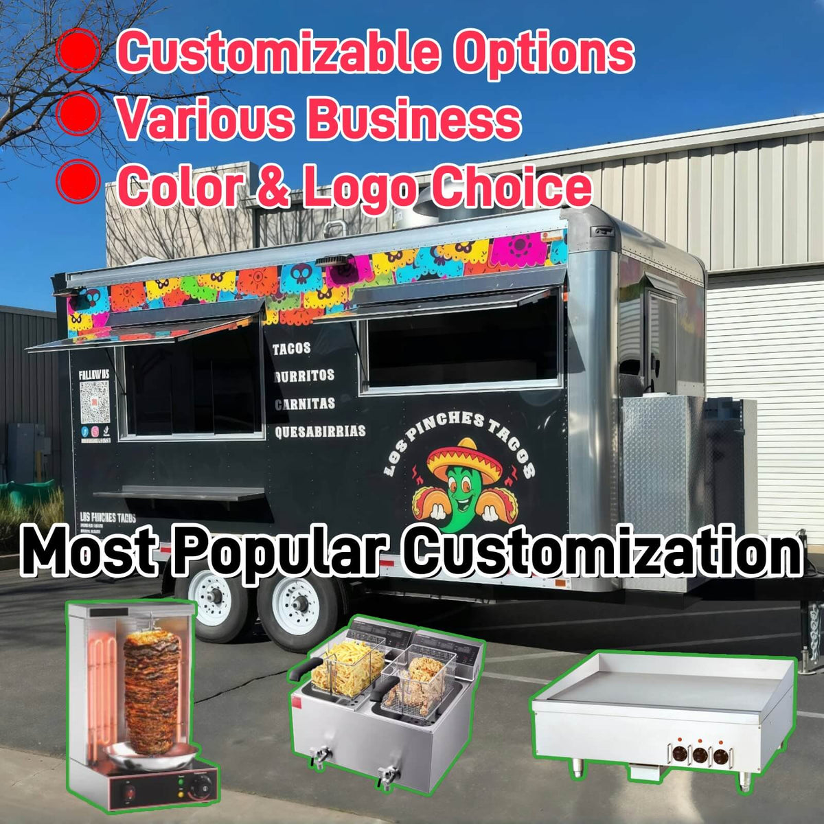 Custom gyro trailer exterior showing a modular commercial kitchen design for shawarma, kebab, and mobile catering businesses.