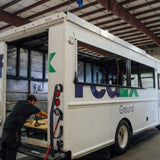 BBQ food truck conversion from FedEx van in workshop – custom mobile catering build process