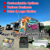 Custom gray taco concession trailer for sale with full wrap branding optional fryer gas range and griddle color and logo customization