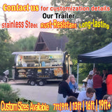 Customers enjoying food service from a custom burger trailer during commercial operation