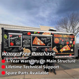 Custom food trailer exterior wrap design showing branding options for mobile food businesses.