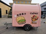 Custom pink rounded crepe trailer rear view – full wrap crepes jianbing design single axle by Isabella Trailer