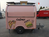 Custom pink rounded crepe trailer side closed view – arched body full wrap single axle by Isabella Trailer