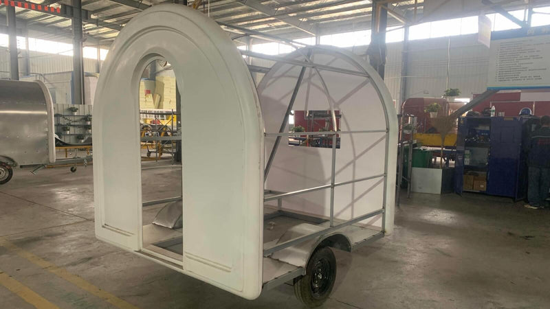 Custom arch-shaped food trailer body under construction at Isabella Trailer factory – Zhengzhou China
