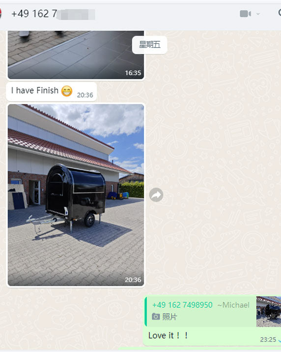 Isabella Trailer customer review – black small food trailer delivered, client says Love it