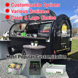 Rounded concession trailer with beverage display window for mobile food service