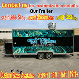 Rear view of a seafood concession trailer showing the rooftop exhaust fan and commercial ventilation system