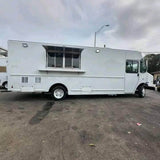 White blank step van taco food truck with large serving window – ready for custom wrap and full kitchen build